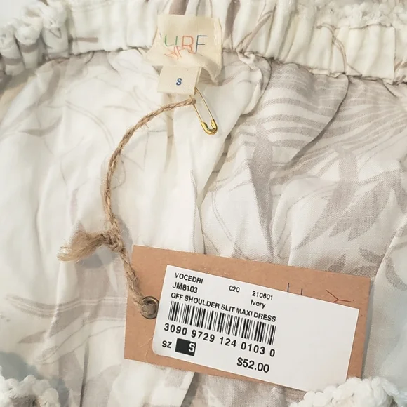 NWT Surf Gypsy Tan White Tropical Floral Strapless Slit Maxi Dress Swim Cover S - Picture 11 of 11